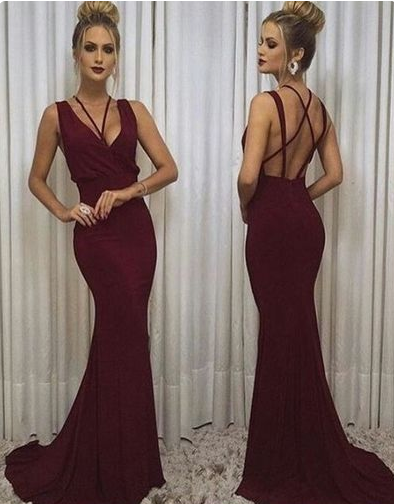 Modest prom dresses,vintage prom dresses,simple halter prom dresses, backless burgundy evening dress cg3983