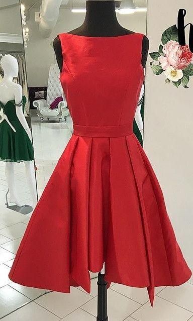 Knee Length Red Modest Homecoming Dress  cg4032