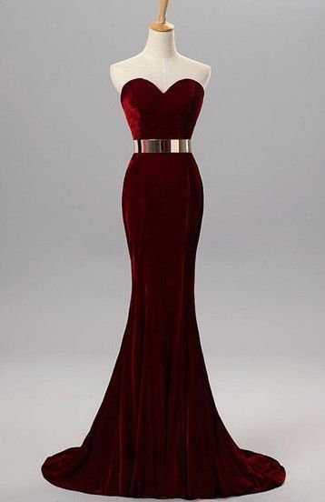 Sweetheart Simple Prom Dresses,Long Mermaid Burgundy Prom Gowns cg4183