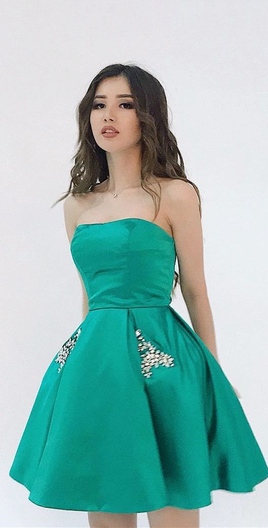 short homecoming dresses, green homecoming dresses cg4292