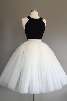 black and white homecoming dresses, two pieces homecoming dress,cute party dresses cg434