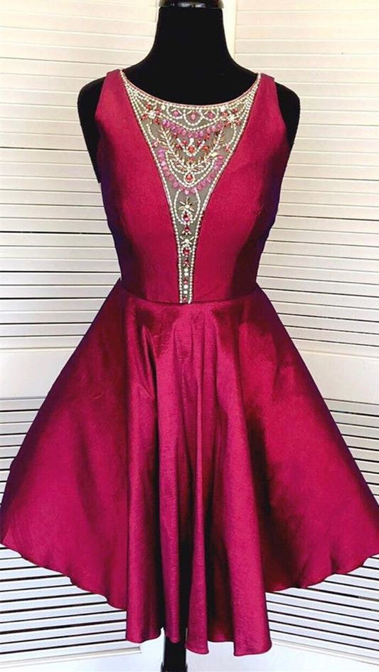 Burgundy Homecoming Dresses with Beaded Top, 2020 Short Homecoming Dresses cg4351