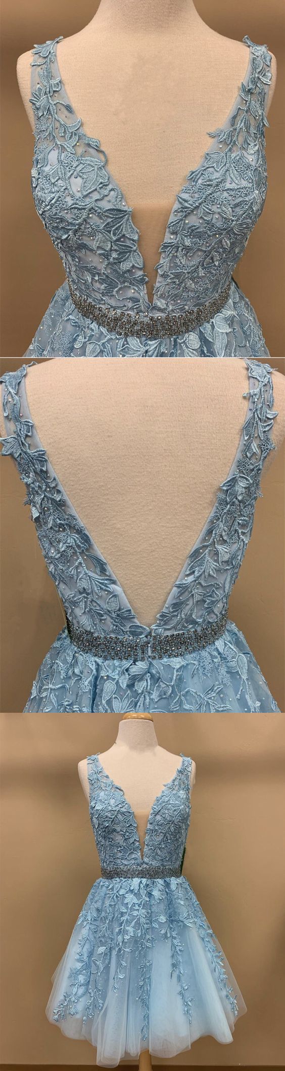 baby blue lace v neck tulle homecoming dresses 2019 cute party dress cg4428