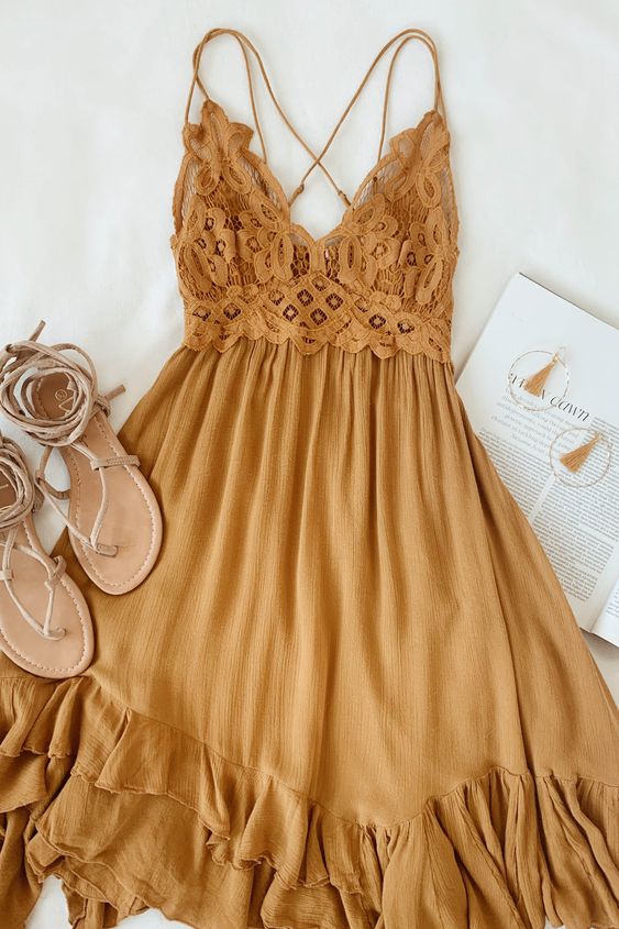 Golden Yellow Lace homecoming Dress cg4441