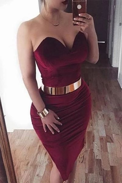 Sexy Burgundy Mermaid Short Homecoming Dresses Party Dress  cg4449