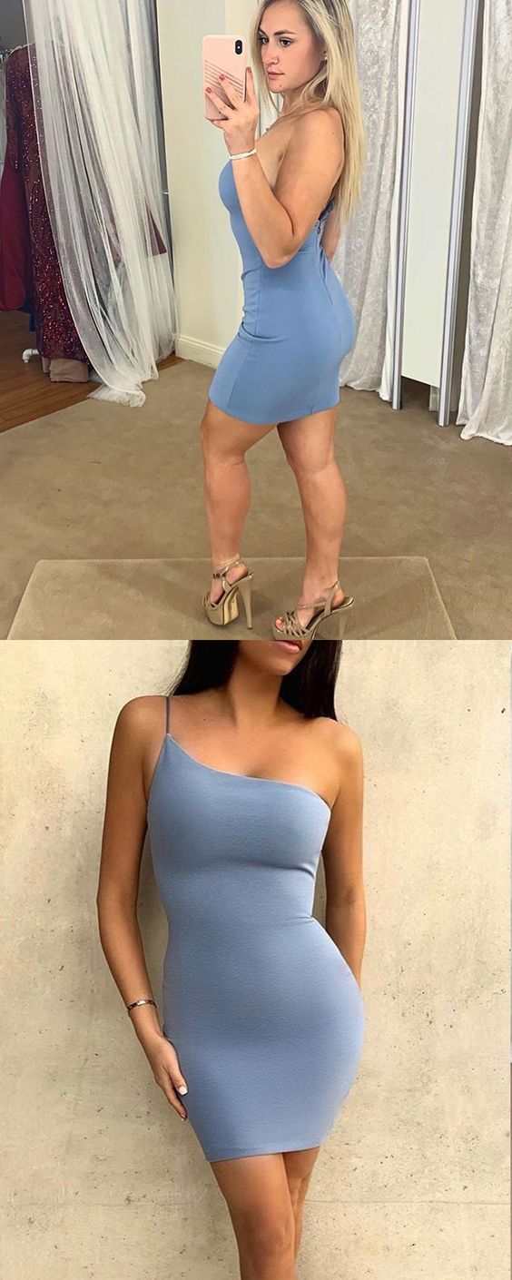 one shoulder bodycon club dress, tight short homecoming dress cg4499