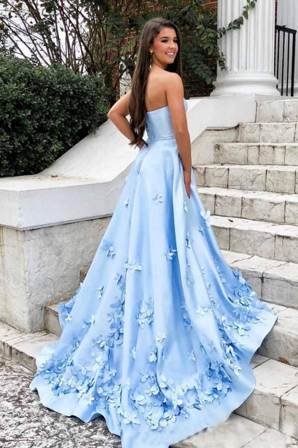 Satin Sweetheart Sweep Train Prom Dresses cg465