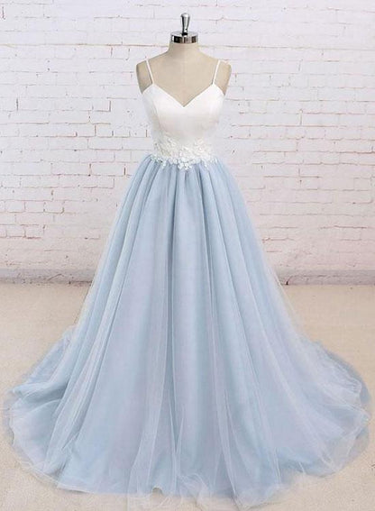 Simple v neck baby blue long prom dress, evening dress cg480