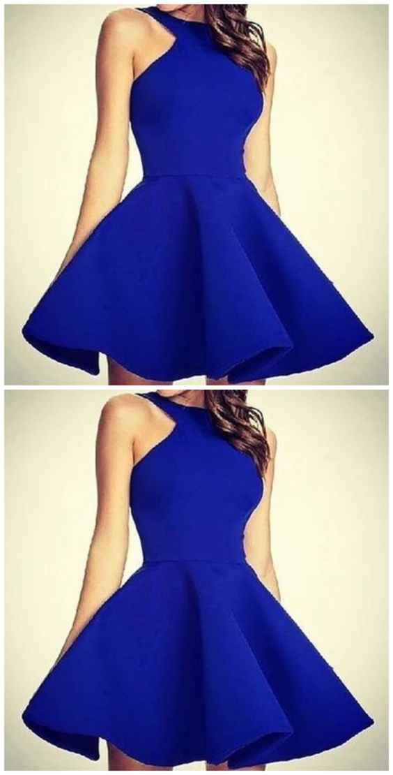 simple royal blue short homecoming dress  cg4810