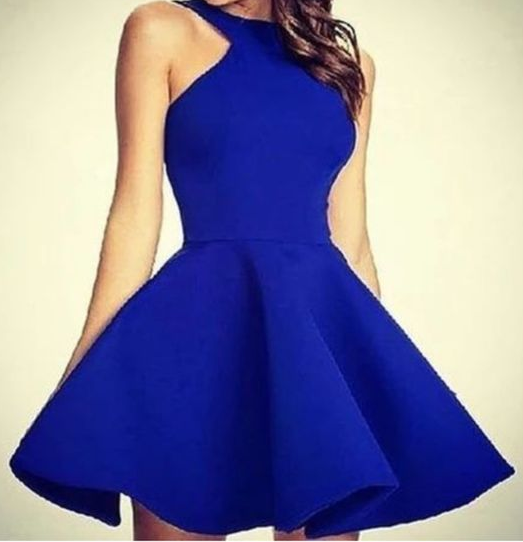 simple royal blue short homecoming dress  cg4810