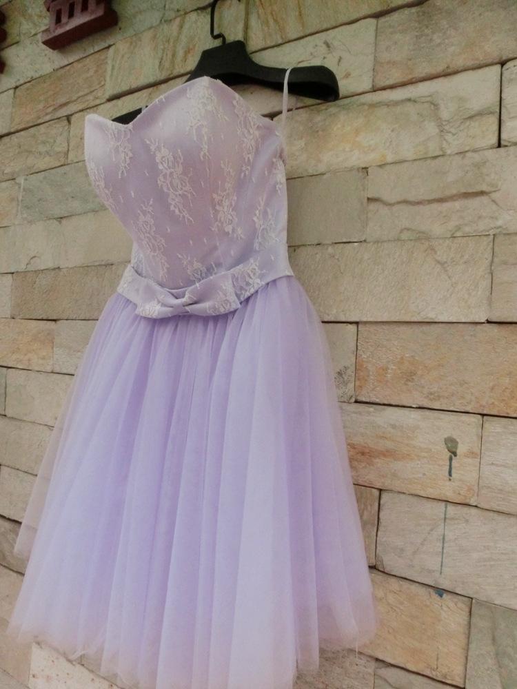 Beautiful Lavender Tulle And Lace Cute Party Dress, Sweetheart Party homecoming Dress With Bow  cg4832