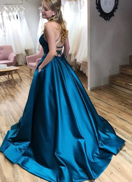 SIMPLE BLUE BALL GOWN PROM DRESSES, LONG PROM DRESS, PROM DRESS cg4862