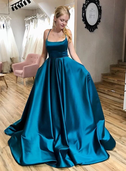 SIMPLE BLUE BALL GOWN PROM DRESSES, LONG PROM DRESS, PROM DRESS cg4862