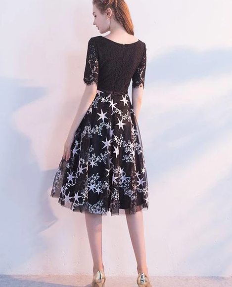 SIMPLE BLACK LACE TULLE SHORT DRESS FOR TEENS TULLE LACE HOMECOMING DRESS cg4946