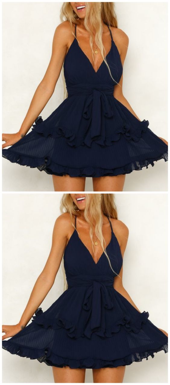 v neck navy homecoming dress cg5339