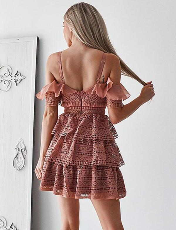 Spaghetti Straps Pink Short Sleeves Homecoming Cocktail Dress  ,cute homecoming dress cg542