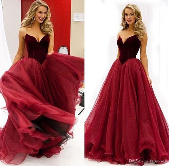 Vintage Dark Red Wine Prom Dresses Organza Sweetheart A line Princess Royal Party Gowns Simple Custom Made Evening Gowns cg554