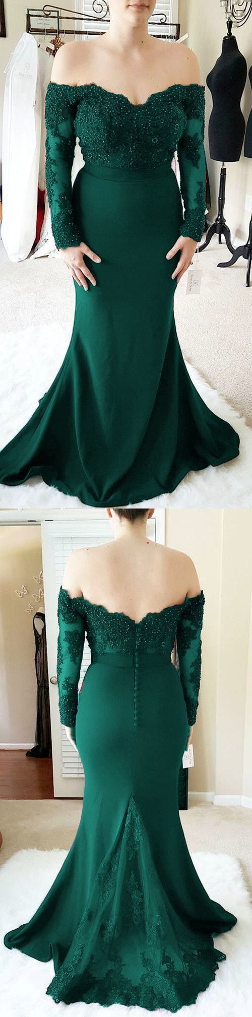 Lace Off Shoulder Mermaid Long Sleeves Bridesmaid prom Dresses  cg5579