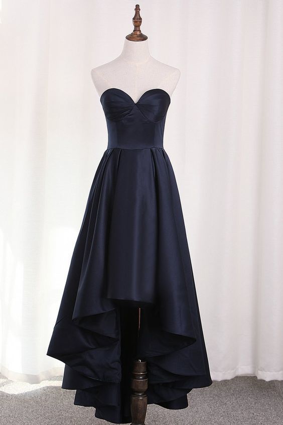 A Line Satin Asymmetrical Sweetheart Evening prom dress   cg5797