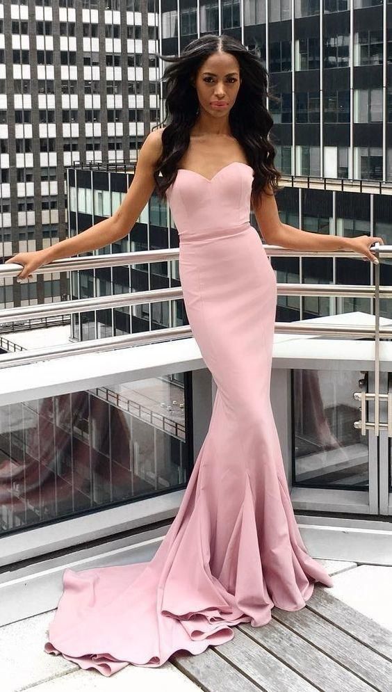 Mermaid Blush Prom Dress,Simple Strapless Formal Party Dress  cg5887