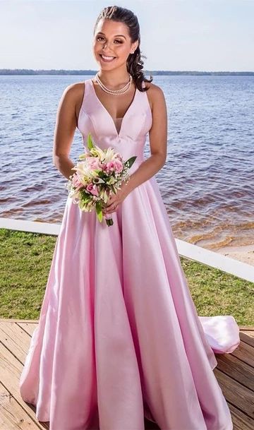 Princess V Neck Long Prom Dress  cg5902