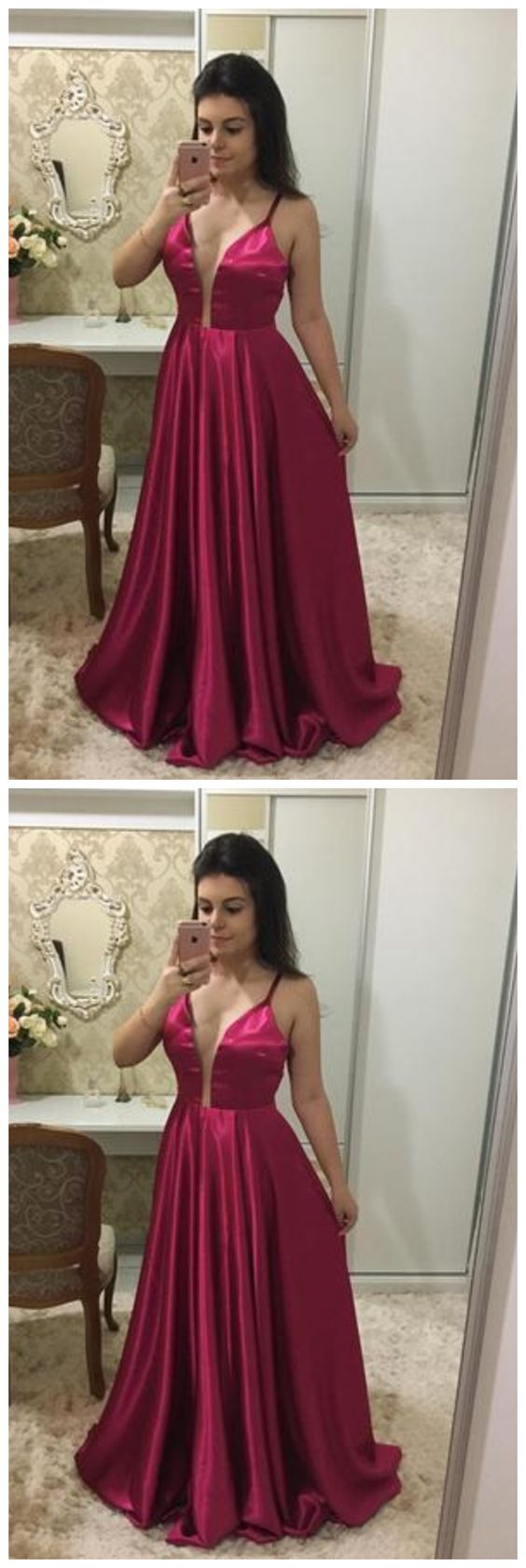 Sexy Spaghetti Straps Prom Dress, Sleeveless A Line Prom Dresses, Long Evening Dress  cg5937