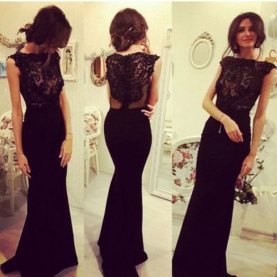 Sexy Prom Dress,Beaded Sleeveless Mermaid Prom Dress,Long Prom Dresses,Trumpet Evening Dress,Black Chiffon Prom Dresses   cg6518