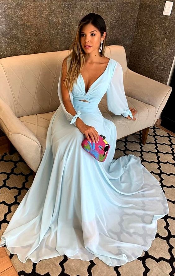 Prom Dress, Long Sleeve Prom Dress, chiffon Prom Dress, Sexy Prom Gowns, Evening Dress  cg6567