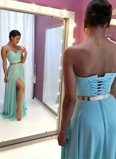 Simple Sweetheart Neck Chiffon Long Prom Dress, Evening Dress   cg6584