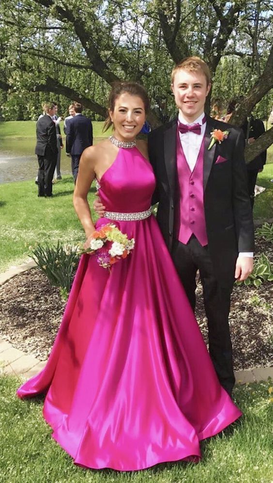 Hot Pink Long Prom Dresses, Formal Evening Dresses Graduation Dresses Party Dresses  cg6613