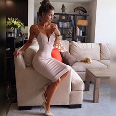 Nude Plunging Spaghetti Strap Homecoming Dress  cg6827