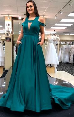 Off the Shoulder Teal Long Prom Dress Elegant Formal Evening Gown  cg6914