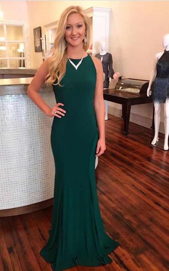 Unique Prom Dresses, Charming Trumpet/Mermaid Hunter 2020 Prom Dresses Backless  cg7183