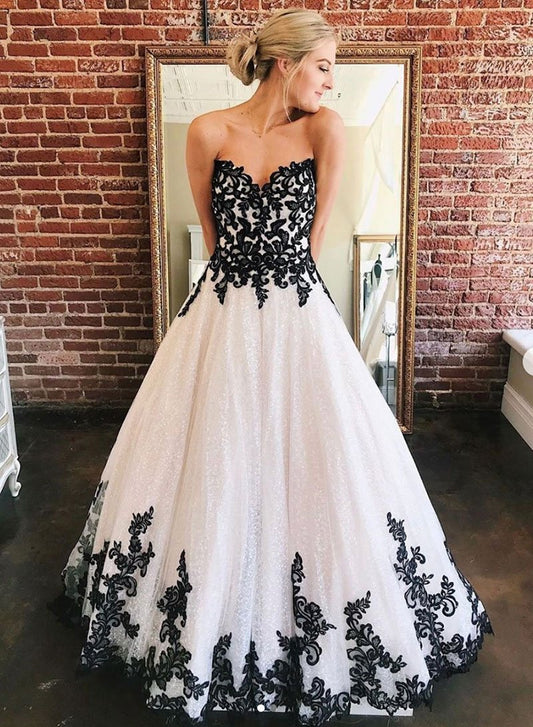 Black lace tulle long prom dress, evening dress cg719