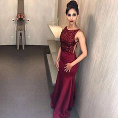 Prom Dress Elegant, burgundy prom dress,mermaid prom dress,mermaid evening dress,crystal evening gowns  cg7246