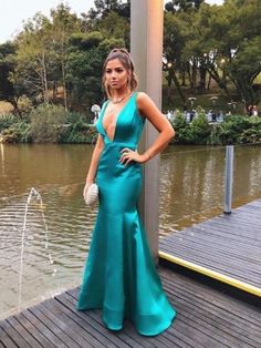 Deep V Neck Mearmaid Long Prom Dress  cg7380