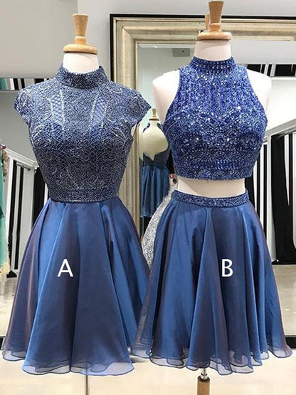 Royal Blue Beading Chiffon Mismatched Homecoming Dresses cg750