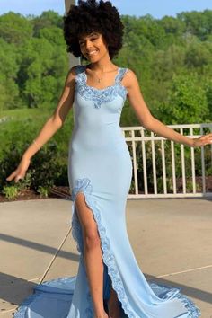 Simple Sleeveless Spaghetti Strap Side Slit Prom Dresses  cg7705