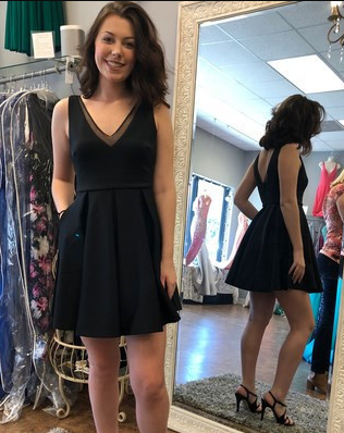 Black homecoming Dress, Short Black Party Dress cg775