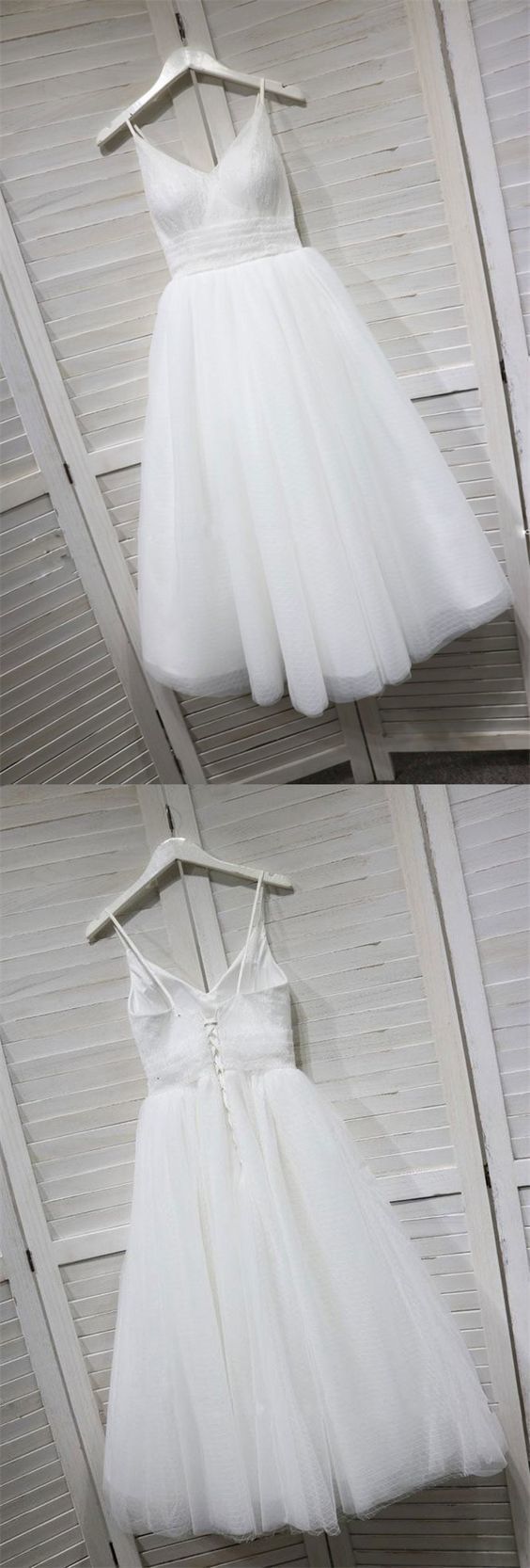 A-Line Spaghetti Straps White Homecoming Dress cg780