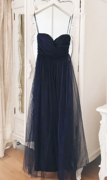 SIMPLE SWEETHEART BLUE TULLE LONG PROM DRESS BLUE FORMAL DRESS  cg7840