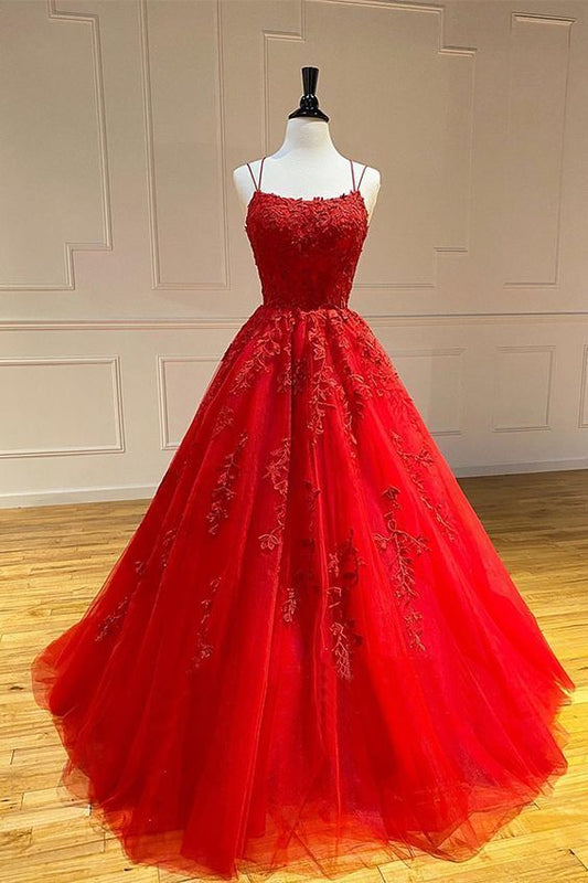 red long prom dresses, lace prom dresses, chic prom gowns  cg8262