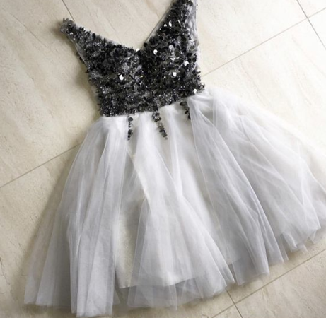 short tulle homecoming dresses sequin beaded cg876