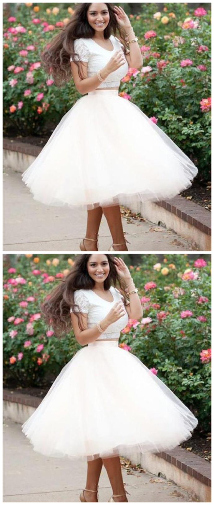 Custom Made Morden Homecoming Dress Short, Ivory Homecoming Dress, Dresses For Cheap, Two Pieces Dresses cg939