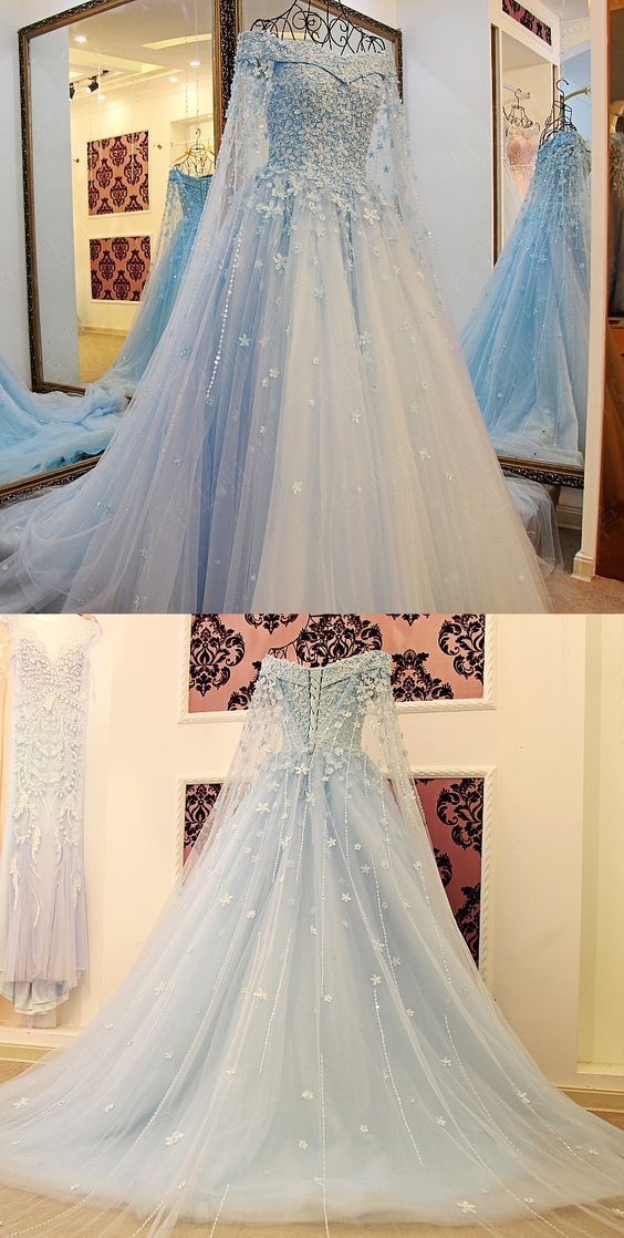 Prom Dresses,Light Sky Blue Tulle Prom Dress,Modest Prom Gown,Ball Gown Prom Gown,Princess Evening Dress,Ball Gown Evening Gowns  cg948