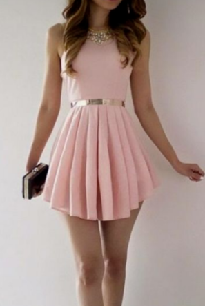 Simple A-Line Scoop Sleeveless Satin Pink Short Homecoming Dress With Pleats cg966