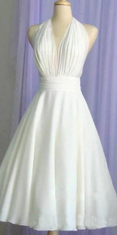 Vintage A Line Halter White Short Homecoming Dresses with Ruffles   cg9922